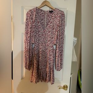 AFRM floral dress light pink, white with bright small pink flowers